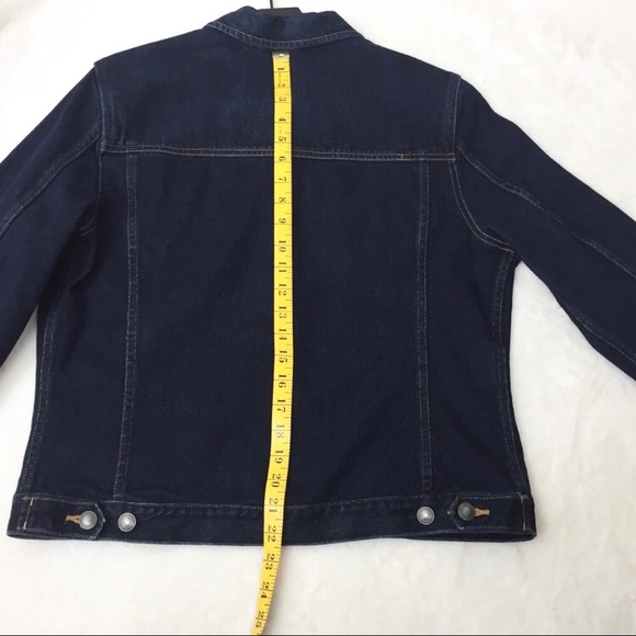 Eddie Bauer Jean Jacket Dark Denim Blue Trucker M - Picture 5 of 8